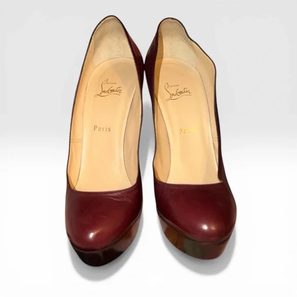 Christian Louboutin Leather Bibi Platform Pumps Bordeaux size 41.5 - Picture 6 of 16